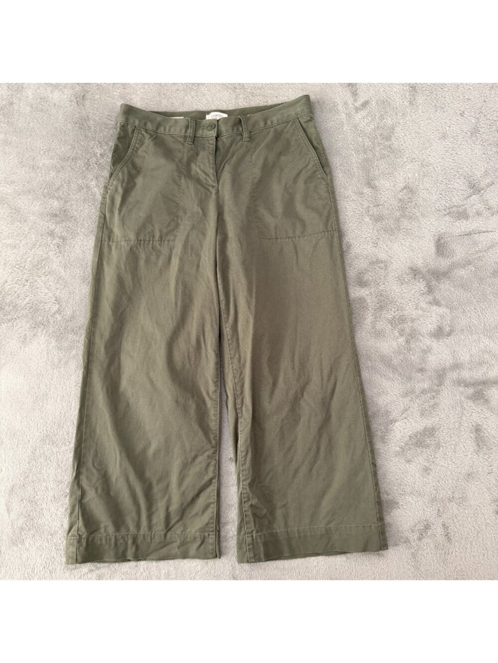 Loft Outlet Khaki Green Chinos Wide Leg Pants Womens 8
